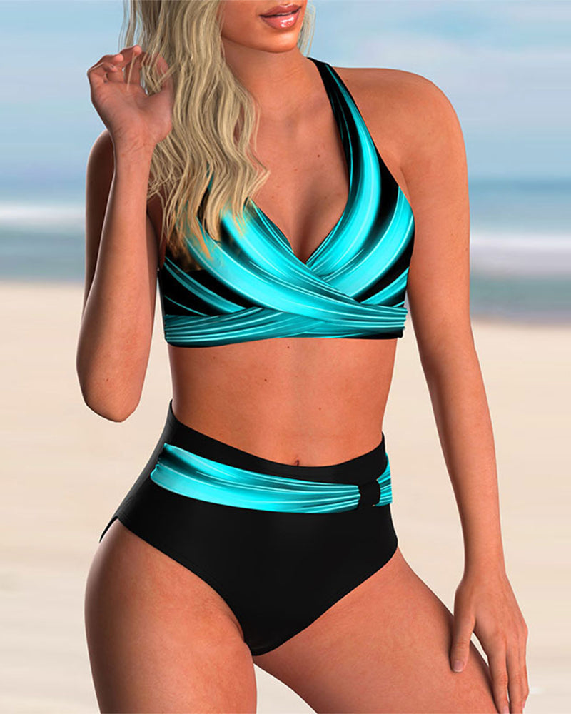 Liliana - Ensemble bikini à col croisé et imprimé