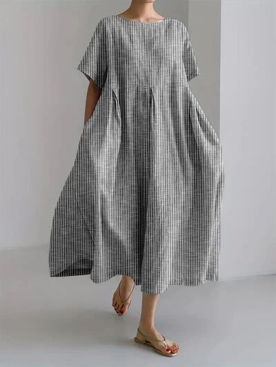 Robe ample décontractée à rayures rétro pour femme 