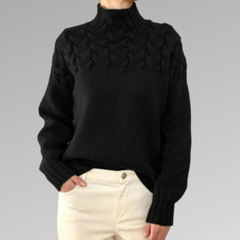 Eva - Pull Femme avec Détail Tricot Torsadé