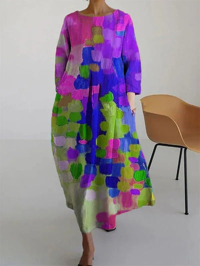 Lässiges Kleid mit Ölkunst-Flory-Print für Damen 