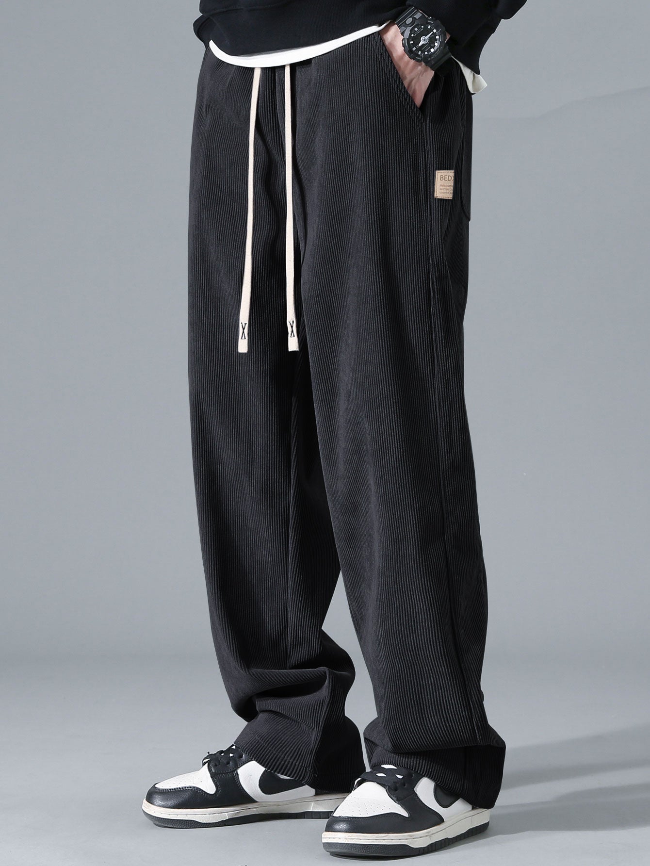 No Days Off Print Relax Fit Sweatshirt & Straight Leg Corduroy Pants