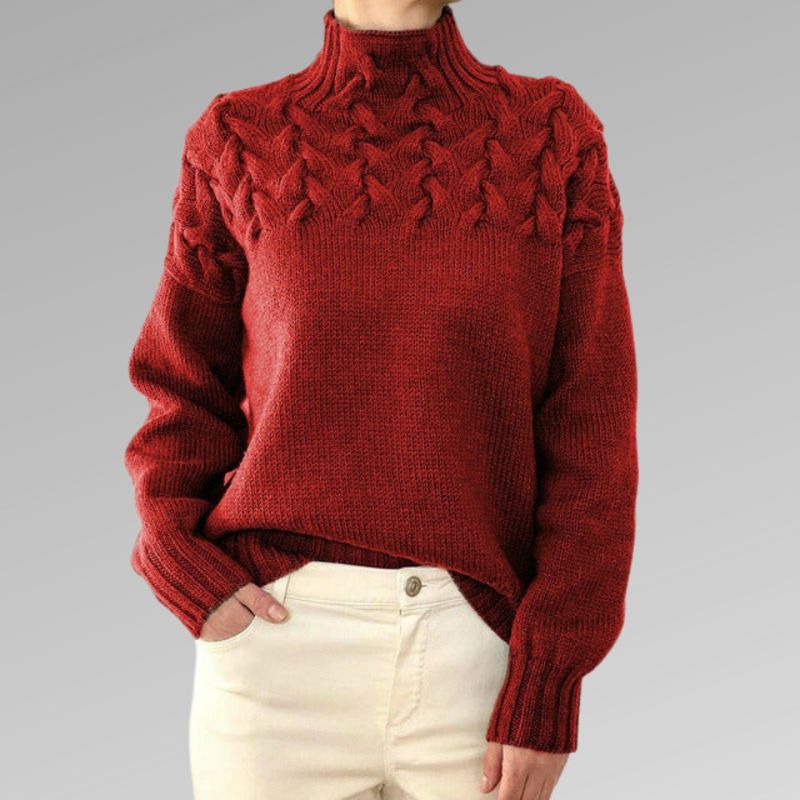 Eva - Pull Femme avec Détail Tricot Torsadé