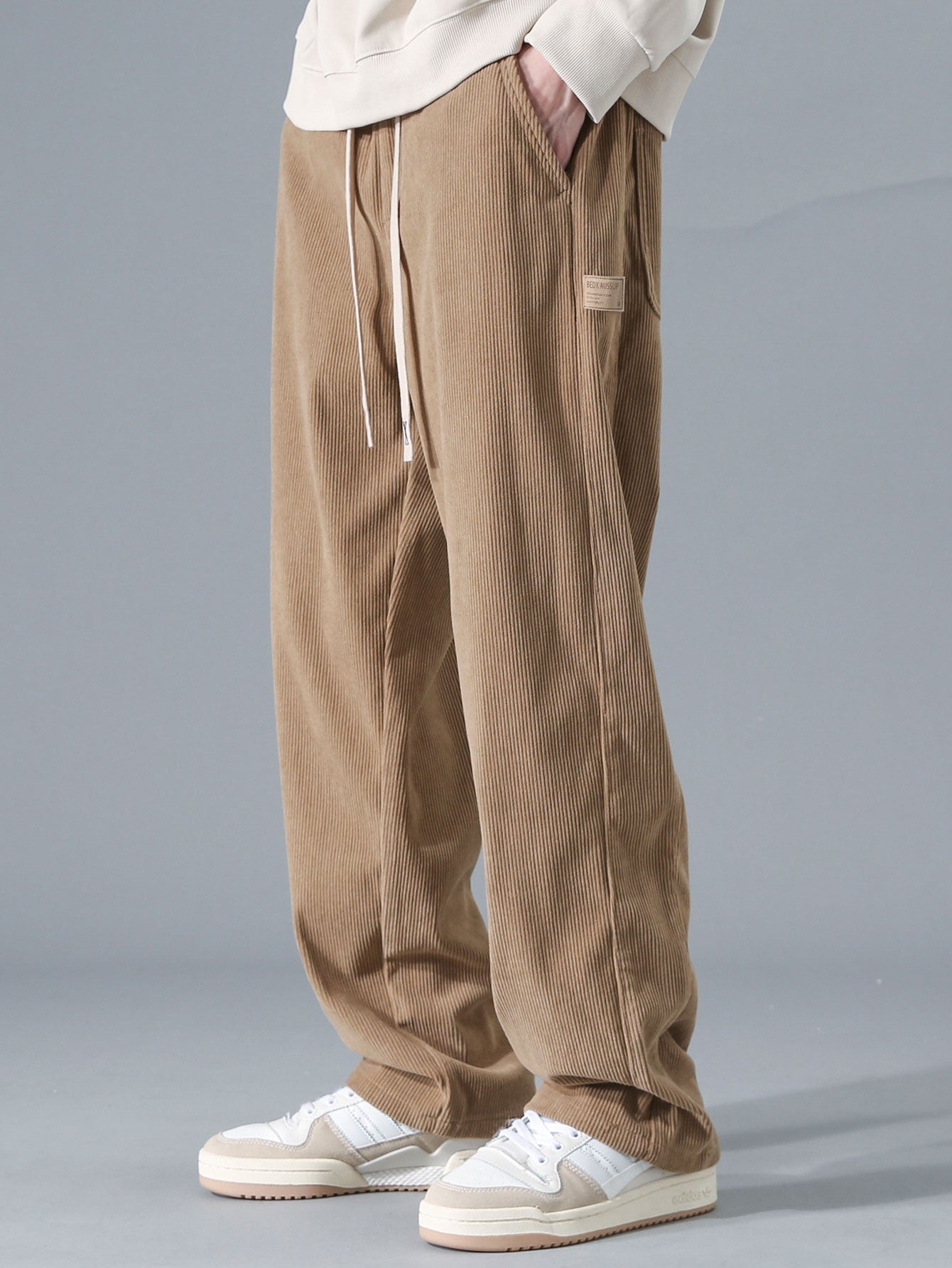 No Days Off Print Relax Fit Sweatshirt & Straight Leg Corduroy Pants