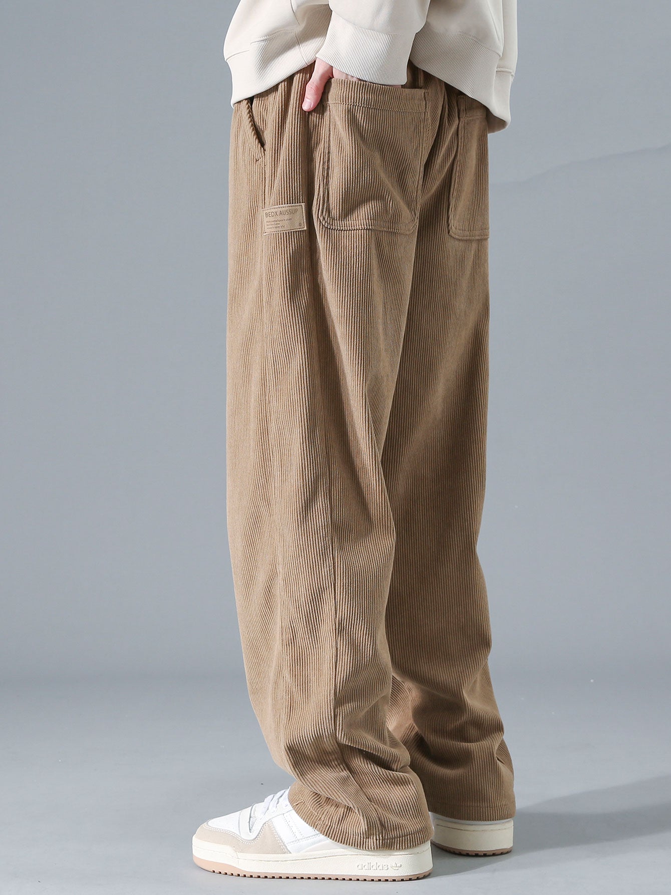 No Days Off Print Relax Fit Sweatshirt & Straight Leg Corduroy Pants