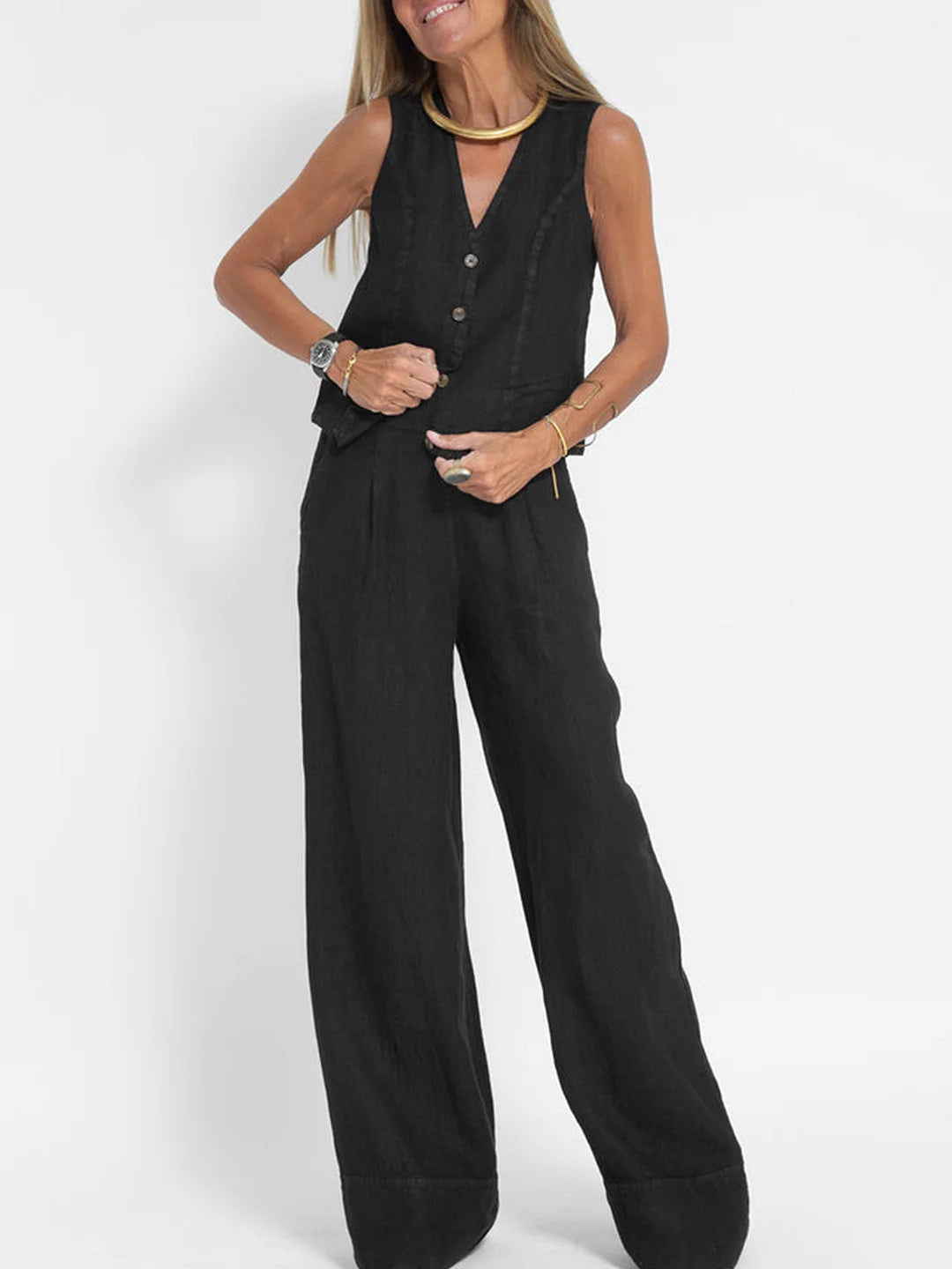 Ella | Ensemble gilet et pantalon large (presque épuisé)