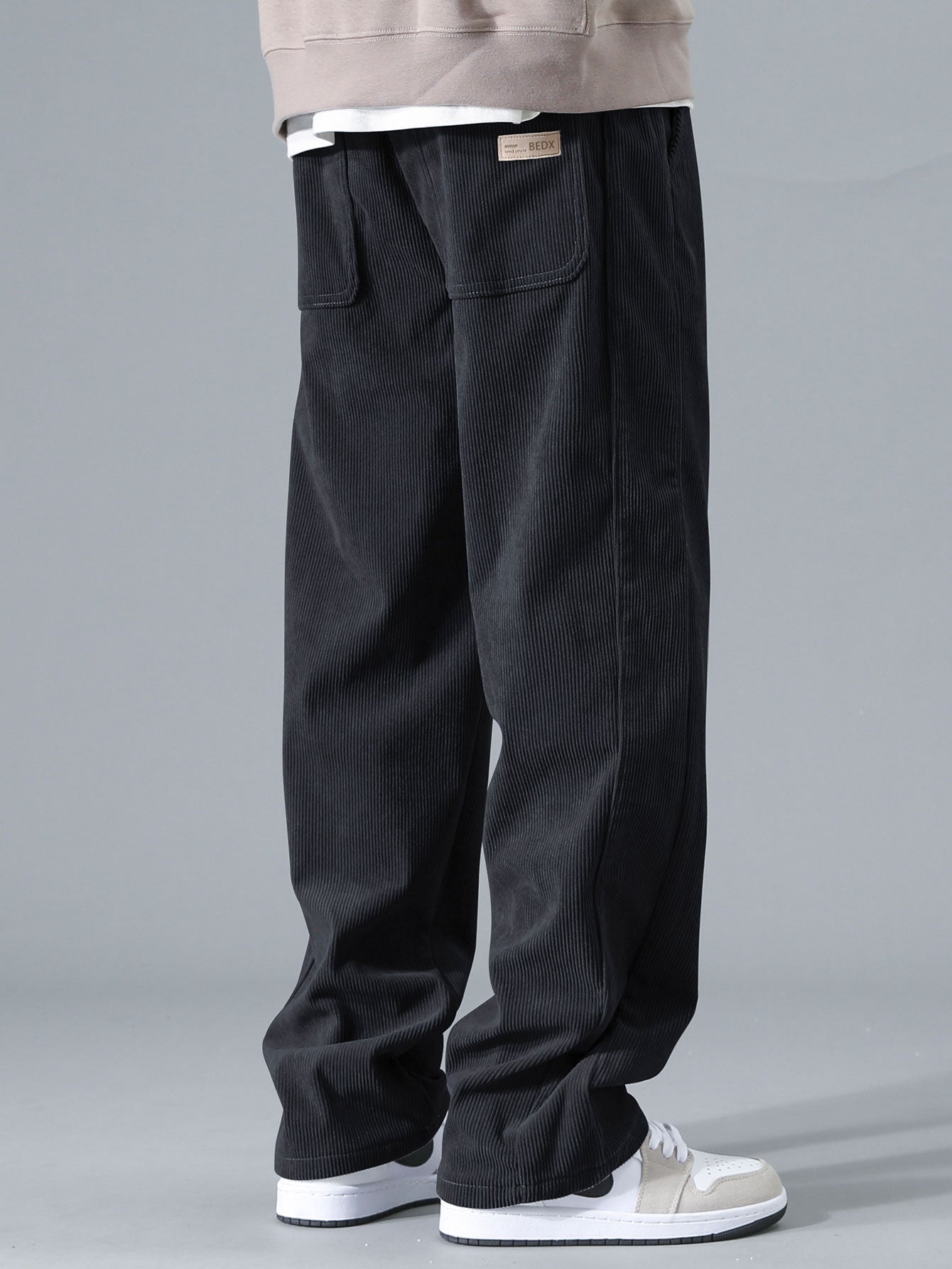 No Days Off Print Relax Fit Sweatshirt & Straight Leg Corduroy Pants