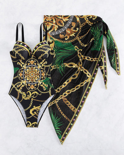 Darius - Push-up badpak met decoratieve kettingdetails en strandrok