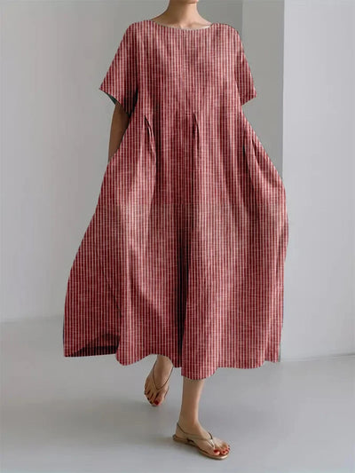 Robe ample décontractée à rayures rétro pour femme 