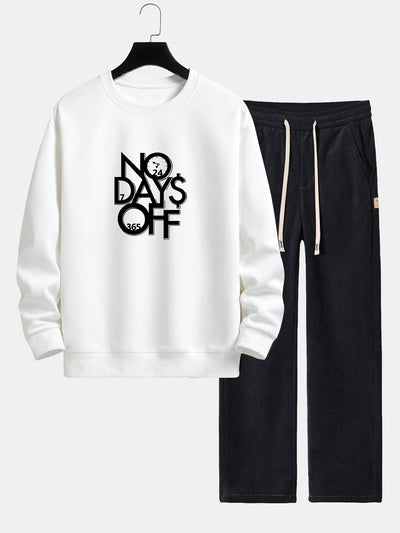 No Days Off Print Relax Fit Sweatshirt & Straight Leg Corduroy Pants