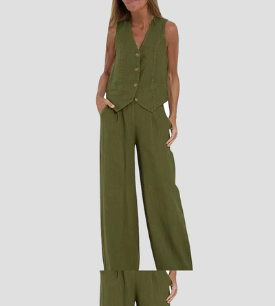 Ella | Ensemble gilet et pantalon large (presque épuisé)