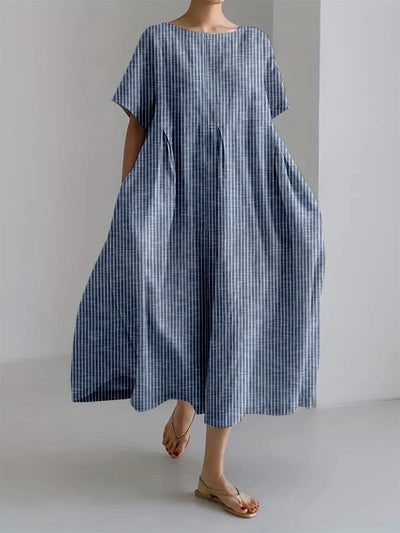 Robe ample décontractée à rayures rétro pour femme 