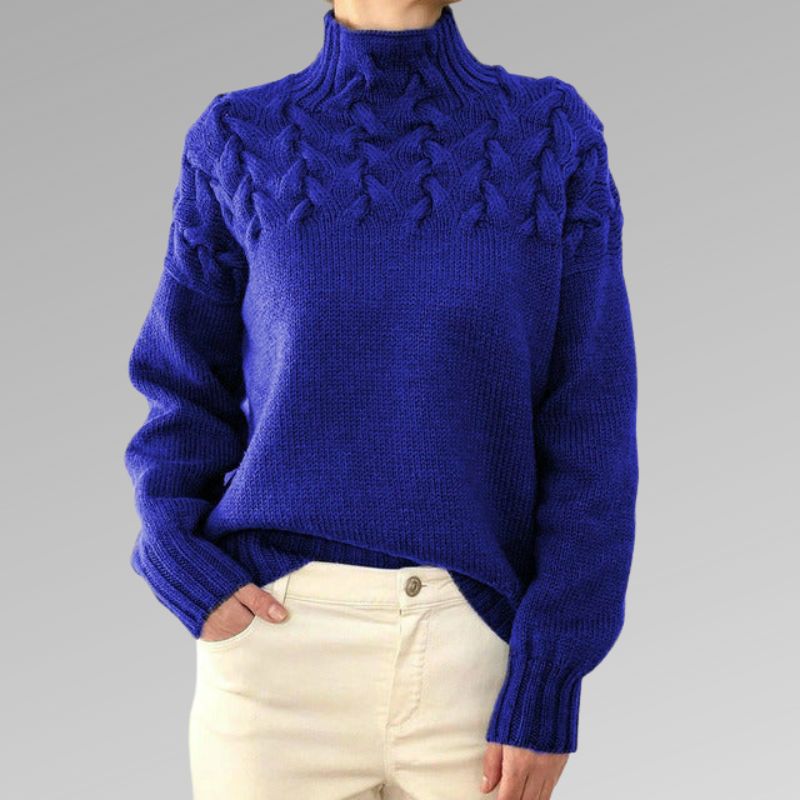 Eva - Pull Femme avec Détail Tricot Torsadé