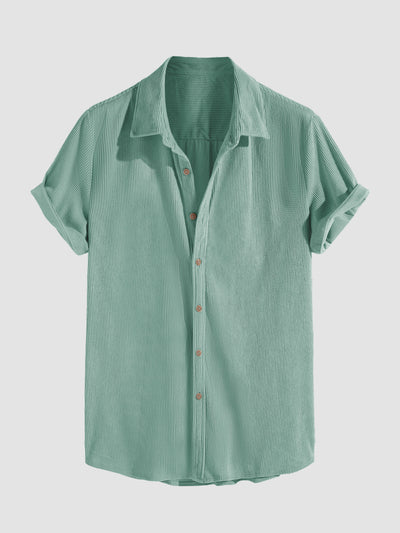 Corduroy Button Up Short Sleeved Shirt