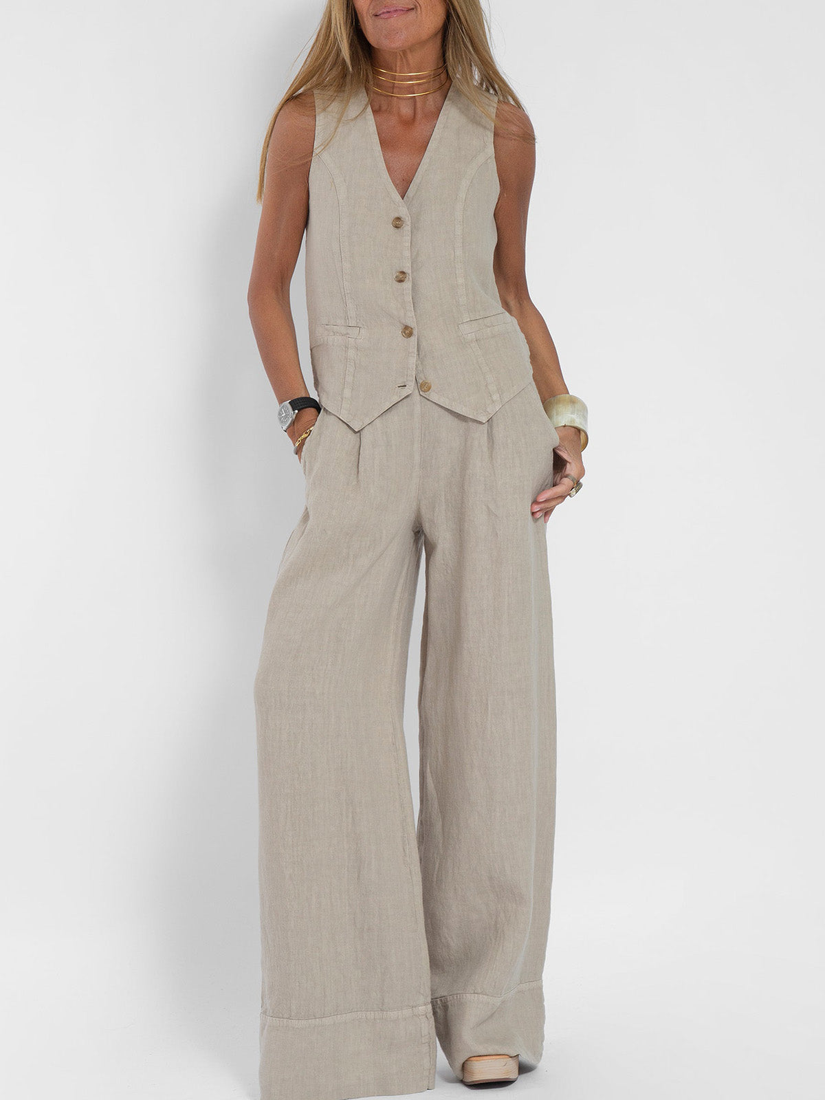 Ella | Ensemble gilet et pantalon large (presque épuisé)