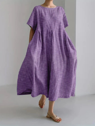 Robe ample décontractée à rayures rétro pour femme 