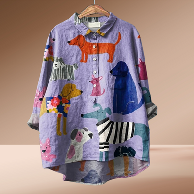 Isabelle | Exclusive Women's Blouse with Dog Print
