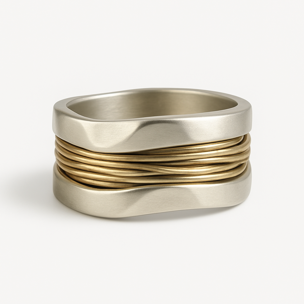 Silberner Ring mit goldenen Fäden 