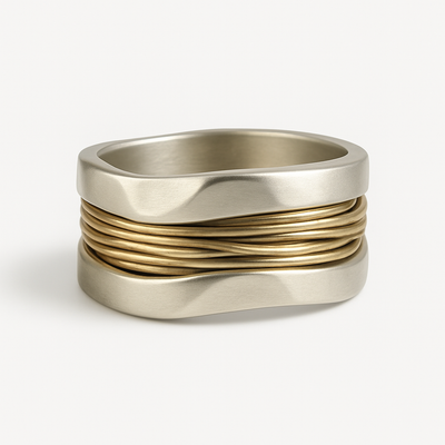 Silberner Ring mit goldenen Fäden 