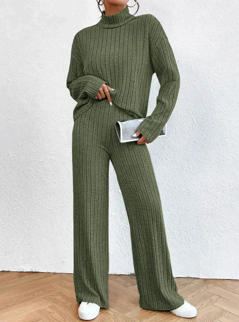 Margaux™ - knitted trousers and sweater with turtleneck for women