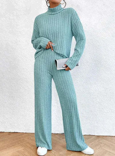 Margaux™ - knitted trousers and sweater with turtleneck for women