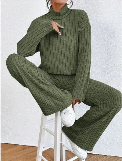 Margaux™ - knitted trousers and sweater with turtleneck for women