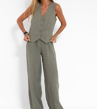 Ella | Ensemble gilet et pantalon large (presque épuisé)