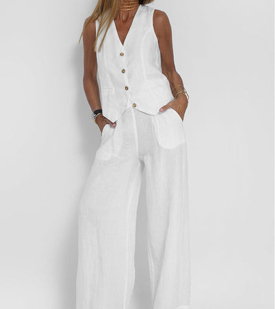 Ella | Ensemble gilet et pantalon large (presque épuisé)