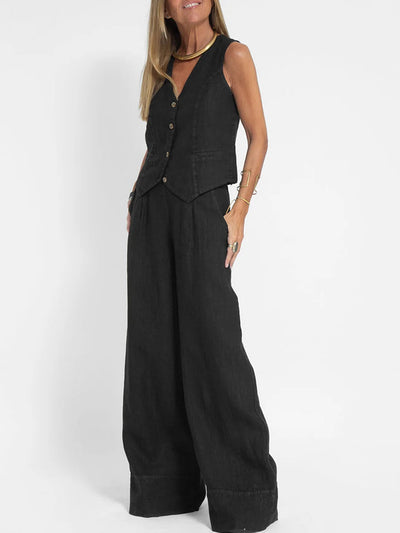Ella | Ensemble gilet et pantalon large (presque épuisé)