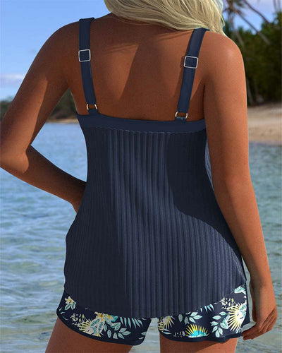 Liveli® | Striped Tankini with Two-Piece Beach Shorts