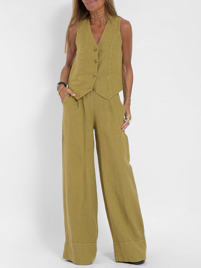 Ella | Ensemble gilet et pantalon large (presque épuisé)