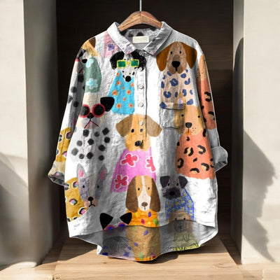 Isabelle | Exclusive Women's Blouse with Dog Print