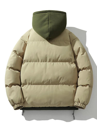 Contrast Zip Up Hooded Puffer Coat