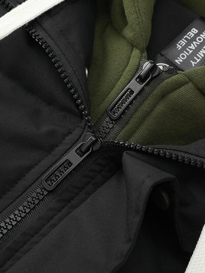 Contrast Zip Up Hooded Puffer Coat