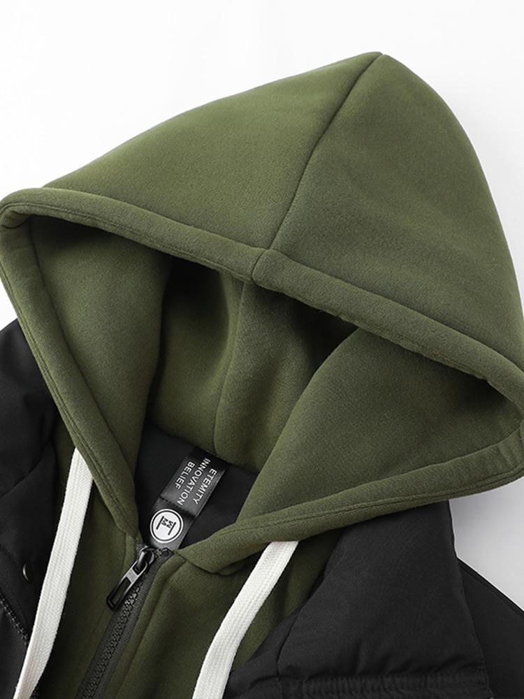 Contrast Zip Up Hooded Puffer Coat