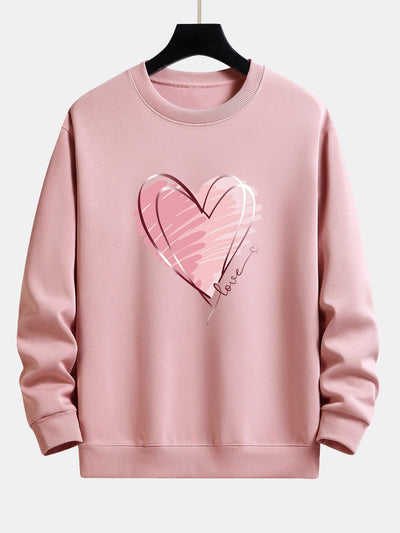 Doodle Heart Print Relax Fit Sweatshirt