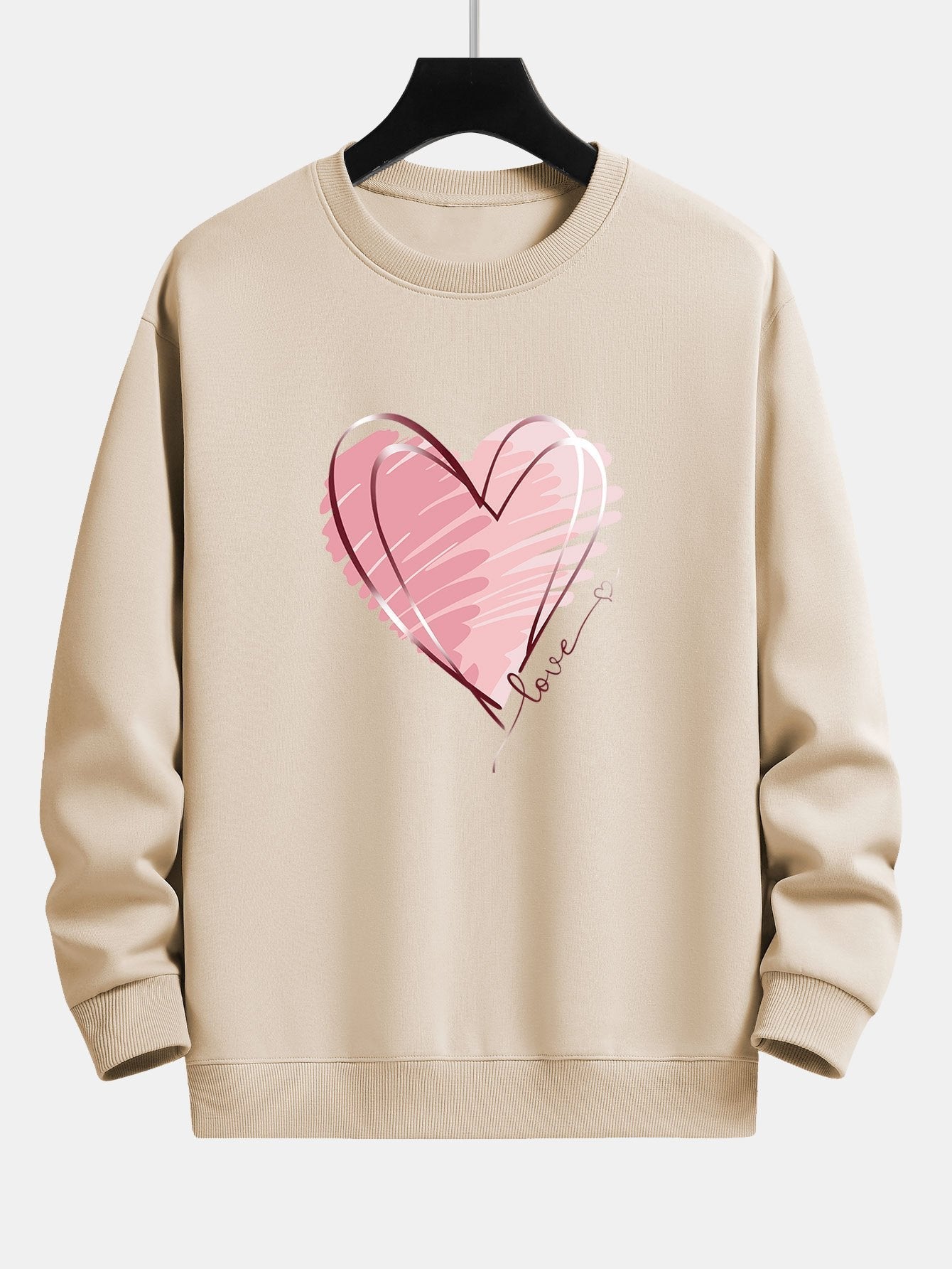 Doodle Heart Print Relax Fit Sweatshirt