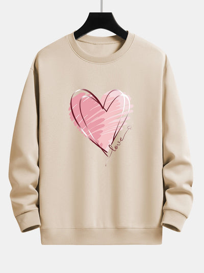 Doodle Heart Print Relax Fit Sweatshirt
