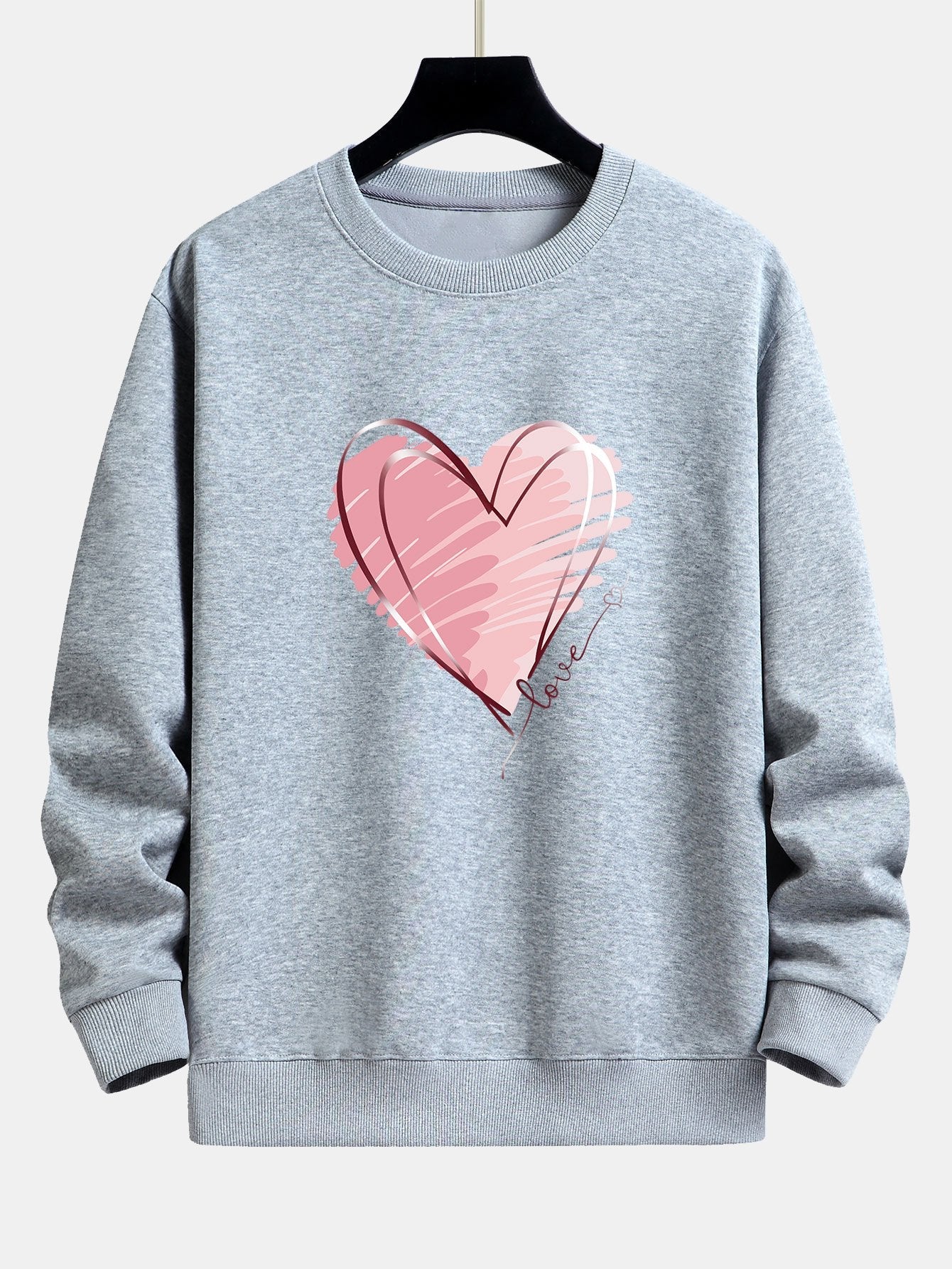 Doodle Heart Print Relax Fit Sweatshirt