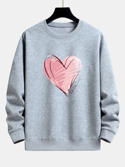 Doodle Heart Print Relax Fit Sweatshirt
