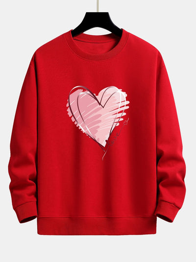 Doodle Heart Print Relax Fit Sweatshirt