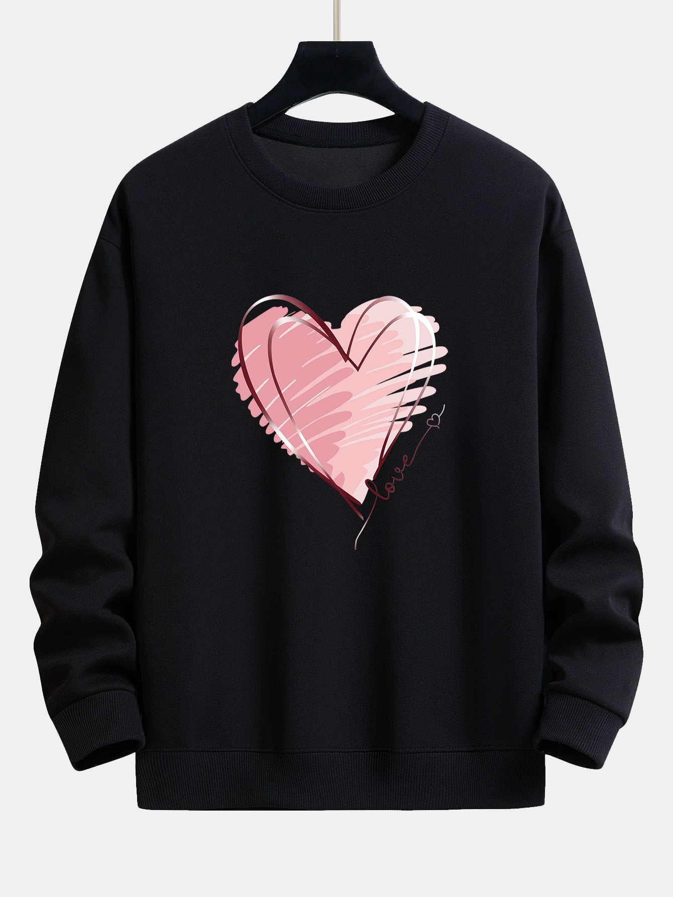 Doodle Heart Print Relax Fit Sweatshirt