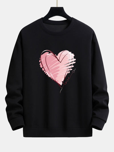 Doodle Heart Print Relax Fit Sweatshirt