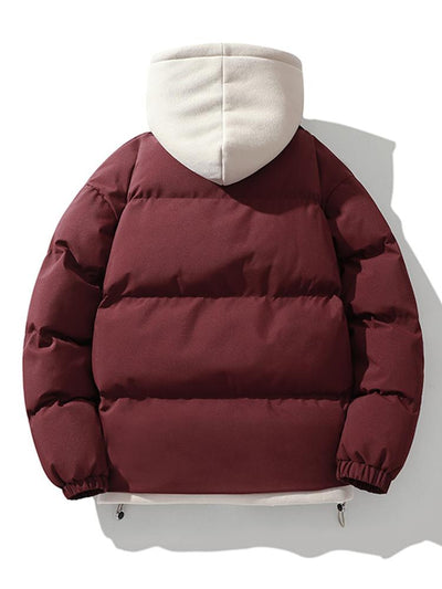 Contrast Zip Up Hooded Puffer Coat