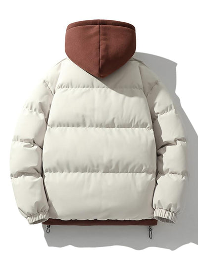 Contrast Zip Up Hooded Puffer Coat