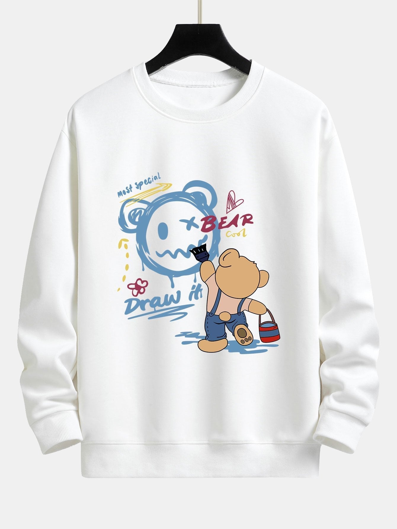 Graffiti Bear Print Relax Fit Sweatshirt
