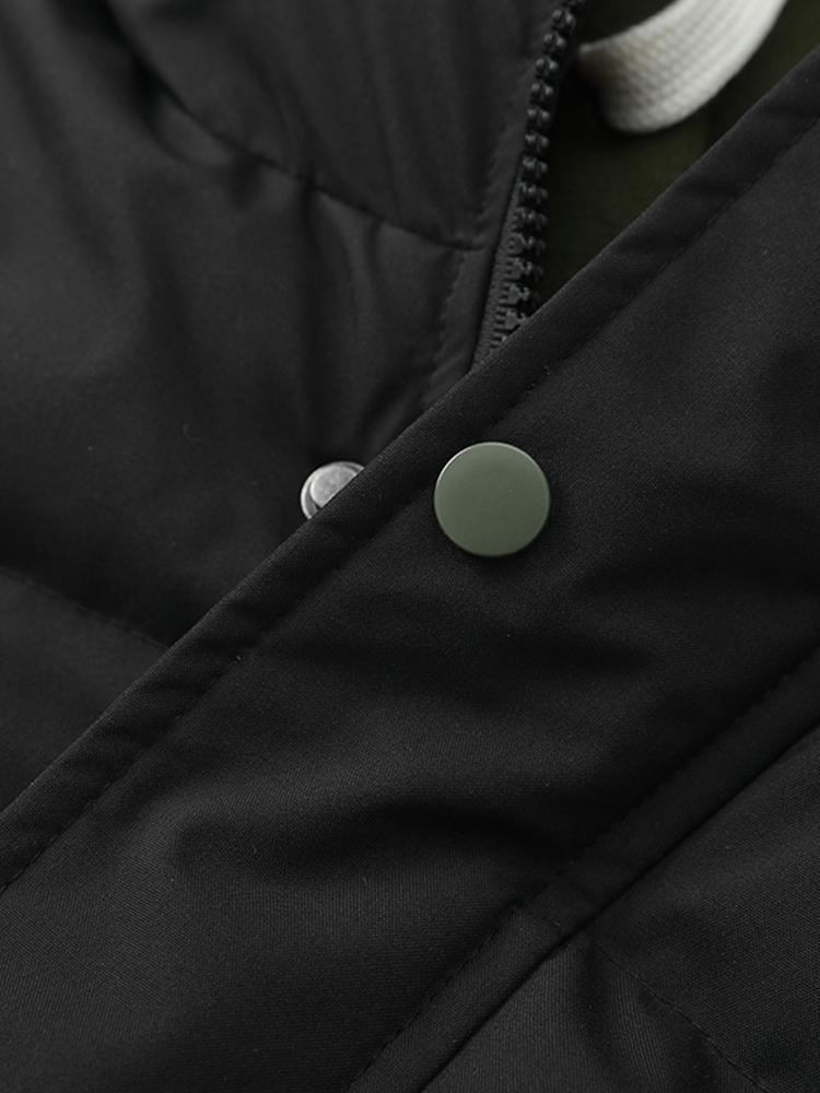Contrast Zip Up Hooded Puffer Coat