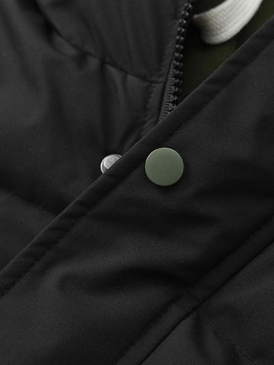 Contrast Zip Up Hooded Puffer Coat