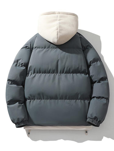 Contrast Zip Up Hooded Puffer Coat
