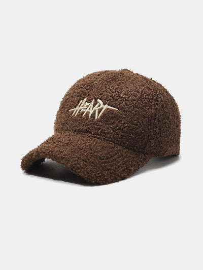 Heart Embroidery Teddy Plush Baseball Cap