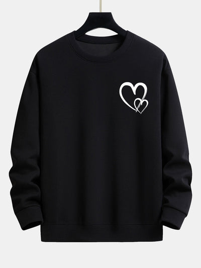 Doodle Heart Print Relax Fit Sweatshirt